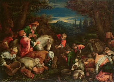 Jacob en Laban bij de Bron, 1590 door Francesco Bassano