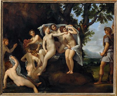 Acteon metamorphose en cerf - Actaion veranderde in een hert ... door Francesco Albani