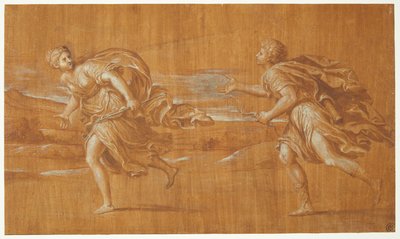 Apollon verfolgt Daphne door Francesco Albani