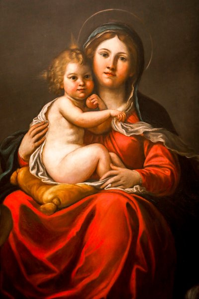 Madonna en Kind met Engelen (detail) door Francesco Albani