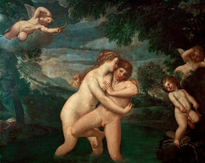 Salmacis in het bad afgewezen door Hermafrodiet door Francesco Albani