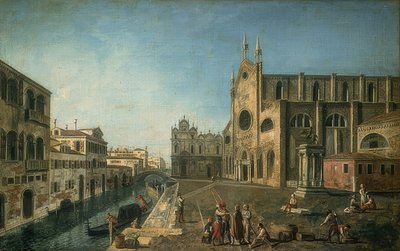 Gezicht op Venetië met de kerk Santi Giovanni e Paolo. Ca. 1735-1740 door Francesco Albotto