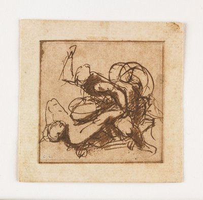 Studie van Twee Vechtende Mannelijke Figuren door Francesco Allegrini