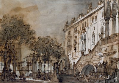 Decorontwerp door Francesco Bagnara voor Otello, opera door Rossini, voor uitvoering in La Fenice Theater in Venetië door Francesco Bagnara