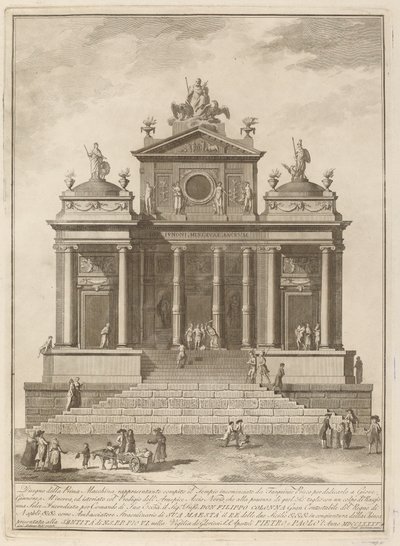 Een tempel gewijd aan Jupiter, Juno, en Minerva, voor het Chinea Festival door Francesco Barbazza