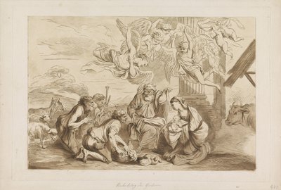 Aanbidding door de herders door Francesco Bartolozzi