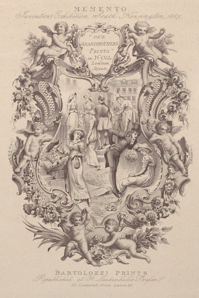 Advertentie voor Memento, Uitvindingen Tentoonstelling, South Kensington door Francesco Bartolozzi