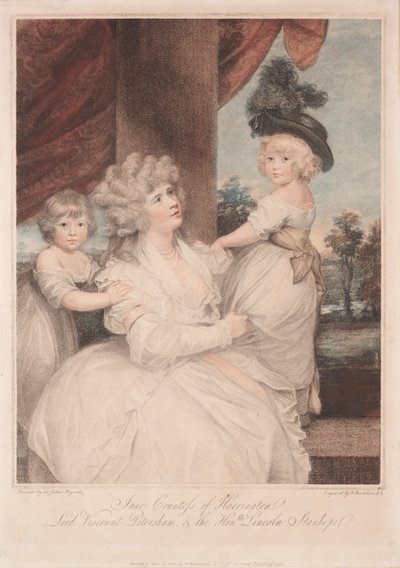 Jane, gravin van Harrington en haar kinderen door Francesco Bartolozzi