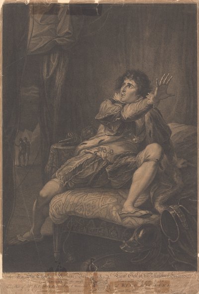 Mr. Kemble in de rol van koning Richard de Derde - "Richard III," Act V, Scene V door Francesco Bartolozzi