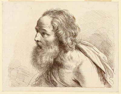 Portret van een Oude Man met een Baard, met Naakte Schouders door Francesco Bartolozzi