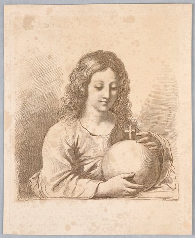 Salvator Mundi, met een Bol en een Kruis door Francesco Bartolozzi