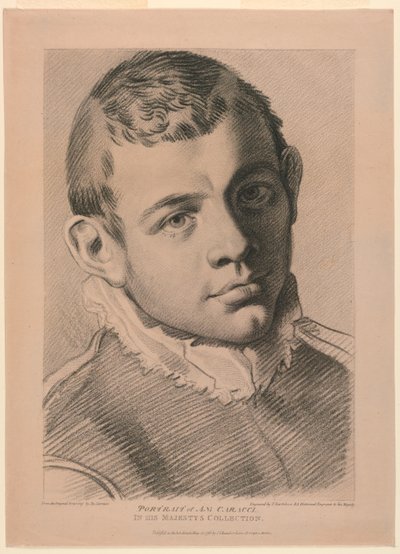 Zelfportret van A. N. Carracci door Francesco Bartolozzi