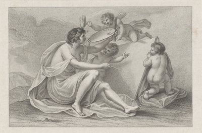 Titelprent met de personificatie van de schilderkunst door Francesco Bartolozzi