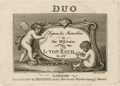 Titelplaat voor Hymne des Marscillois et Air Militaire door Francesco Bartolozzi