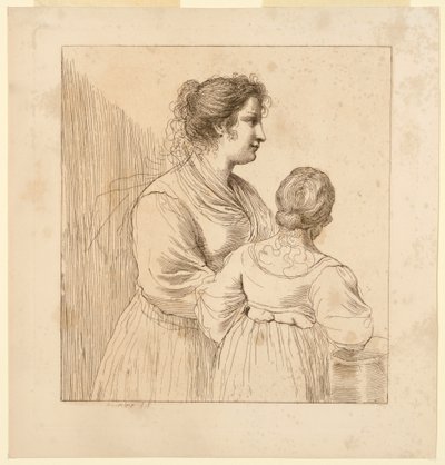 Twee Jonge Vrouwen, Een met Haar Rug naar de Toeschouwer door Francesco Bartolozzi