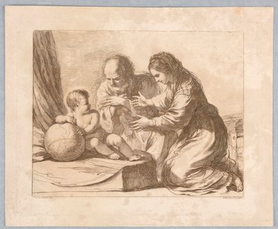 Maagd Maria, Jozef en Kind, met een Wereldbol door Francesco Bartolozzi