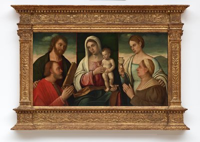 Madonna en Kind met Heiligen en Schenkers door Francesco Bissolo