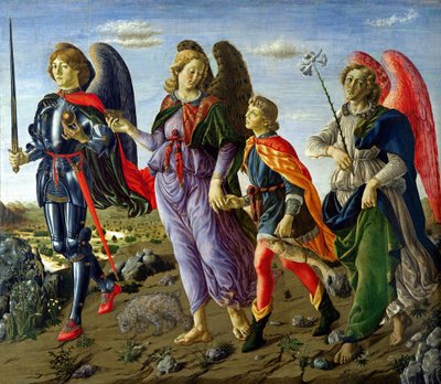 De drie aartsengelen en Tobias door Francesco Botticini