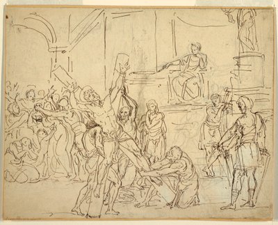 Tekening, Martelaarschap van Sint Andreas, 1825-50 door Francesco Coghetti