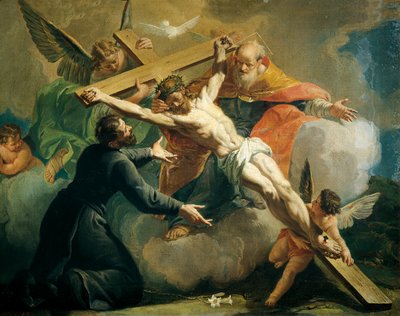 Kruisiging met God de Vader en Sint Ignatius van Loyola door Francesco Fontebasso