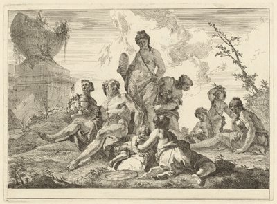 Venus en Vulcanus met drie nimfen en drie cupido