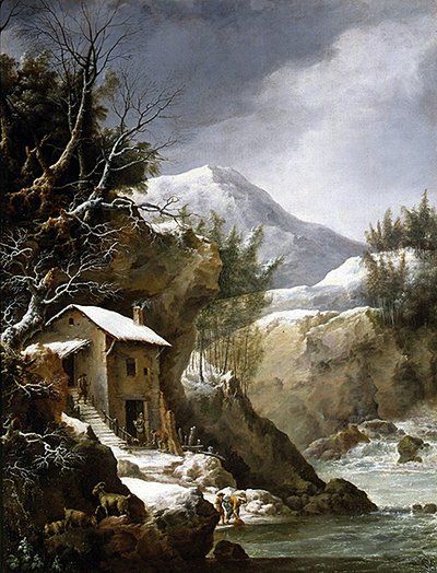 Winterscène in de Bergen (olie op doek) door Francesco Foschi