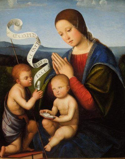 Francesco Francia - De maagd en het kind met Johannes door Francesco Francia