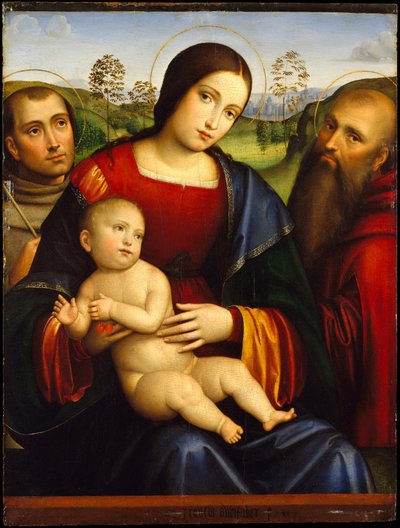 Madonna met Kind en de heiligen Franciscus en Hiëronymus door Francesco Francia