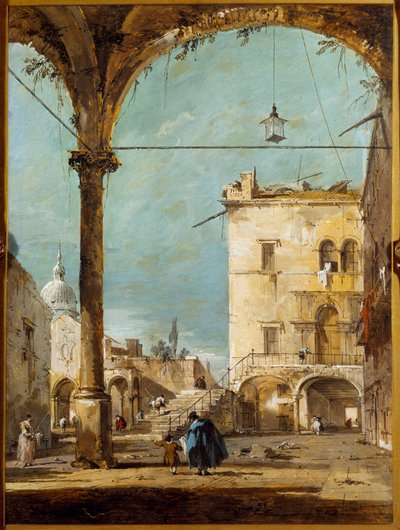 Een portiek in Venetië door Francesco Guardi