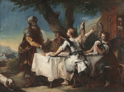 Abraham Verwelkomt de Drie Engelen, 1750s door Francesco Guardi