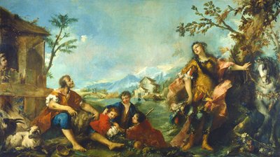 Erminia en de Herders, 1750-1755 door Francesco Guardi