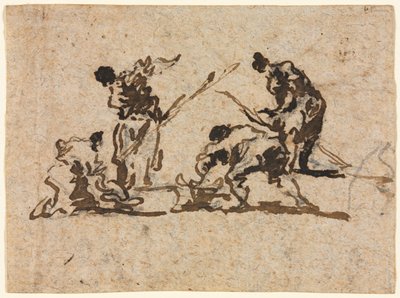 Boeren en vissers aan het werk door Francesco Guardi