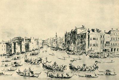 Regatta op het Canal Grande, Venetië, midden-late 18e eeuw, 1943 door Francesco Guardi