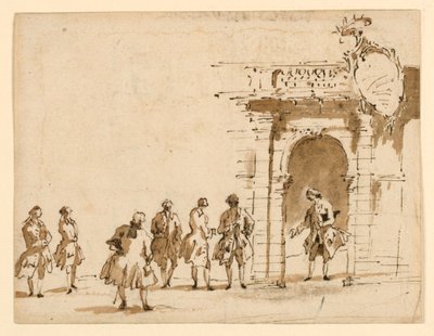 Schets voor een receptie in Palazzo Surian door Francesco Guardi
