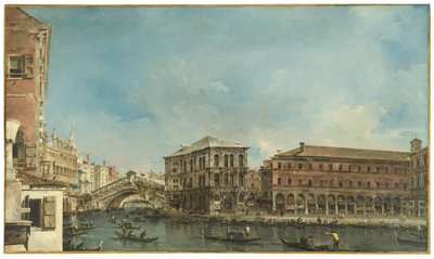 Venetië: de Rialtobrug met het Palazzo dei Camerlenghi door Francesco Guardi