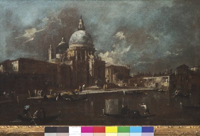 Uitzicht op de kerk van Santa Maria della Salute door Francesco Guardi