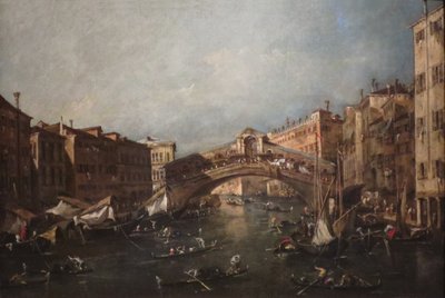 Uitzicht op de Rialto, Venetië, vanaf het Canal Grande door Francesco Guardi