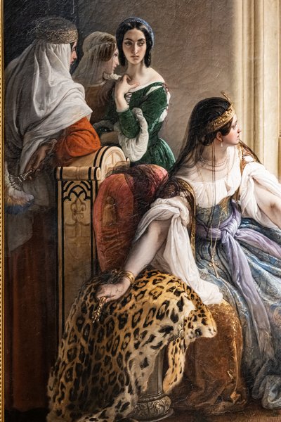 Giorgio Cornaro, gestuurd naar Cyprus door de Republiek Venetië, informeert koningin Caterina Cornaro, een van zijn familieleden, dat zij niet langer eigenaar is van haar heerschappij terwijl de Leeuwenstandaard op het eilandfort wappert door Francesco Hayez