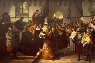 Maria Stuart wordt naar het schavot geleid door Francesco Hayez