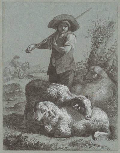 Herderjongen met schapen door Francesco Londonio