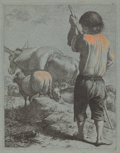 Herder met Ezel, Schapen en Geit door Francesco Londonio