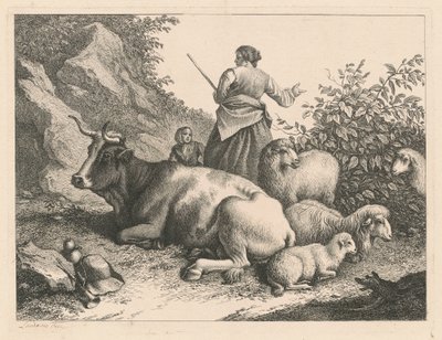 Staande herderin met een kind, na 1776 door Francesco Londonio