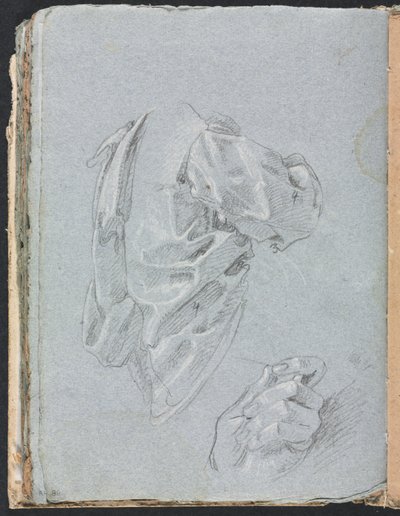 Verona Schetsboek: Draperiestudie met linkerhand pagina 86, 1760 door Francesco Lorenzi