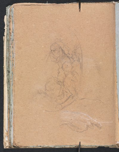 Verona schetsboek: Figuren in een rondel met studie van een hand, pagina 70, 1760 door Francesco Lorenzi