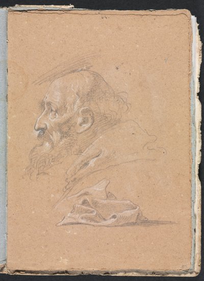 Verona Schetsboek: Monnik in profiel met draperie (pagina 87) door Francesco Lorenzi
