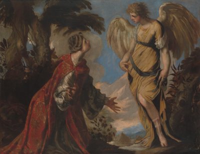 Hagar en de engel, ca. 1657 door Francesco Maffei