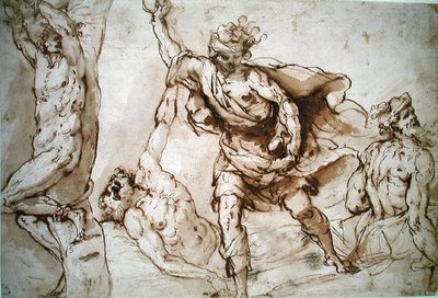 Studies voor de marteldood van St. Sebastian en de steniging van St. Stephen door Francesco Maffei