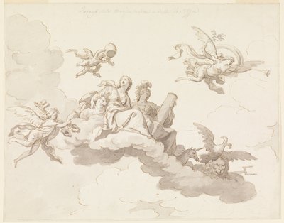 Ontwerp voor een geschilderd plafond: Triomf van zachtheid en kracht door Francesco Manno