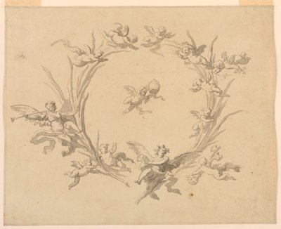 Tekening, Studie voor frescodecoratie, Quirinaal Paleis, Rome, 1815-16 door Francesco Manno