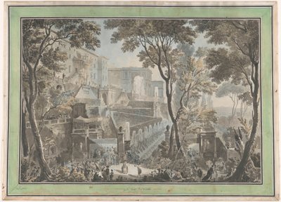 Palazzo van de Villa d’Este in Tivoli, gezien vanaf de Fontana dell’Ovato door Francesco Piranesi